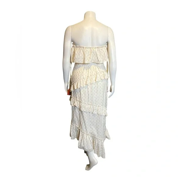 Red Carter Anthropologie Strapless Ruffled Asymmetrical Dress women’s Size L - Picture 4 of 16